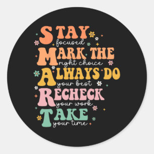 Smart Test Day Squad Funny Student Teacher Testing Classic Round Sticker