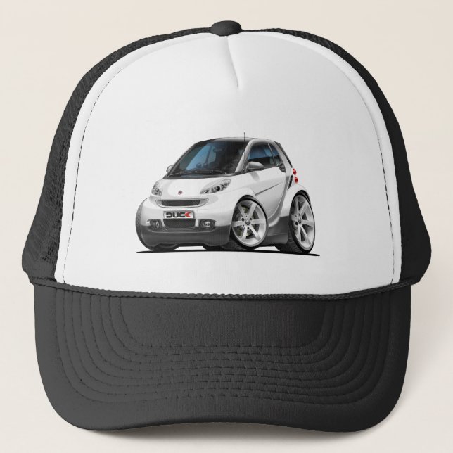 Smart White Car Trucker Hat (Front)
