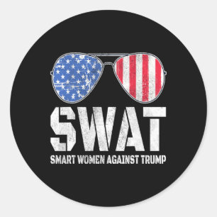 Smart Women Against Trump Funny Anti-trump 2024  Classic Round Sticker