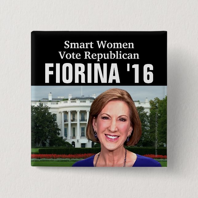Smart Women Vote Republican Carly Fiorina 2016 15 Cm Square Badge (Front)