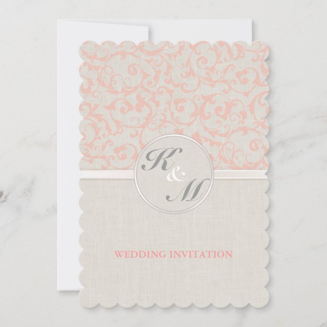 SmartElegance Coral Wedding Invitation (P) (Front)