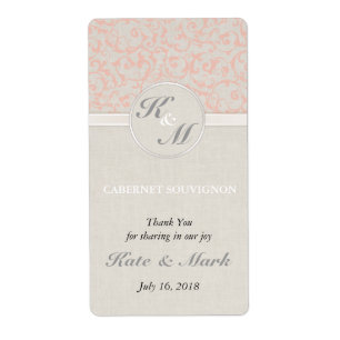 SmartElegance Coral Wedding Wine Lable