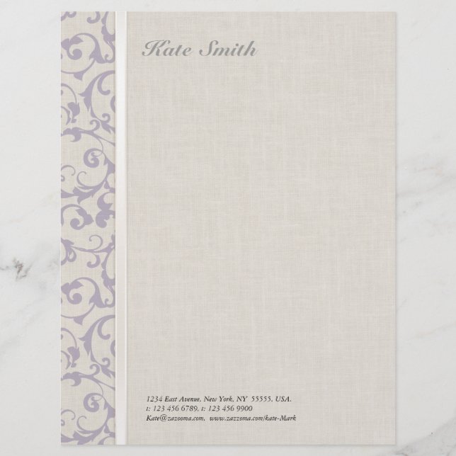 SmartElegance lavender Wedding Collection Letterhead (Front)