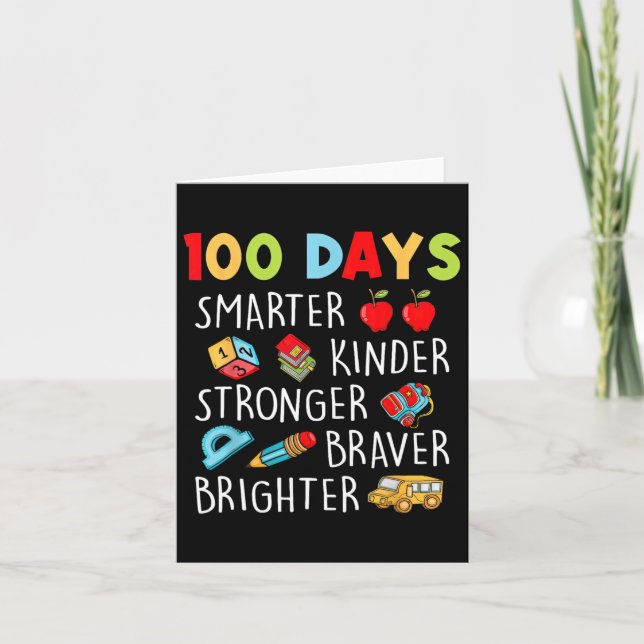 Smarter Kinder Stronger 100 Days Of School 1  Card (Front)