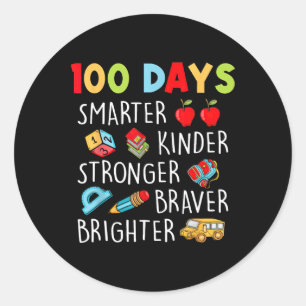 Smarter Kinder Stronger 100 Days Of School 1  Classic Round Sticker