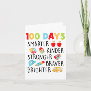 Smarter Kinder Stronger 100 Days Of School  Card