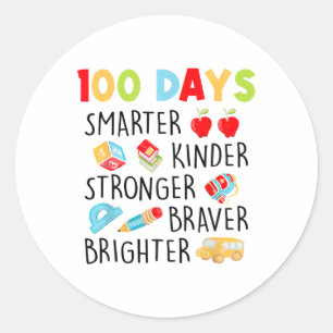 Smarter Kinder Stronger 100 Days Of School  Classic Round Sticker