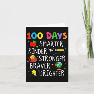 Smarter Kinder Stronger Brighter 100 Days Of Schoo Card