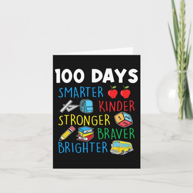 Smarter Kinder Stronger Brighter 100 Days Of Schoo Card (Front)