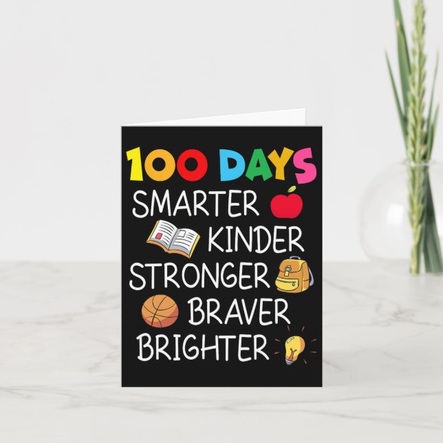 Smarter Kinder Stronger Brighter 100 Days Of Schoo Card (Front)