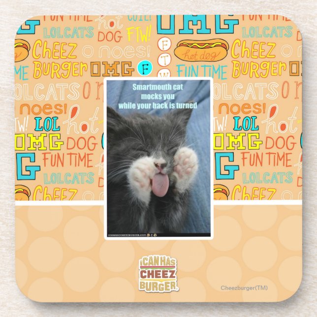 Smartmouth cat coaster (Front)