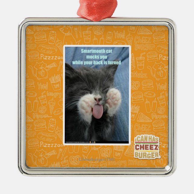 Smartmouth cat metal tree decoration (Front)