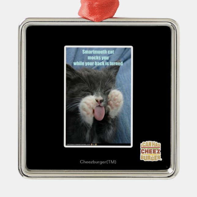 Smartmouth cat metal tree decoration (Front)
