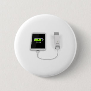 Smartphone charging with power bank 6 cm round badge