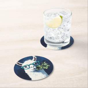 Smarty Llama Chic Round Paper Coaster