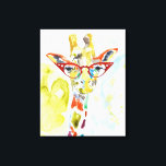 Smarty-Pants Giraffe Canvas Print<br><div class="desc">This watercolor print features a colourful giraffe in eyeglasses | By Jennifer Goldberger</div>