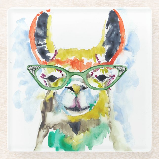 Smarty-Pants Llama Glass Coaster (Front)