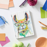 Smarty-Pants Llama iPad Pro Cover<br><div class="desc">Smarty-Pants Llama by Jennifer Goldberger. Features a fabulous llama in a watercolor style wearing fun eyeglasses.</div>