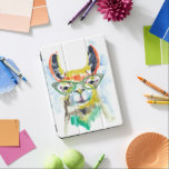Smarty-Pants Llama iPad Pro Cover<br><div class="desc">Smarty-Pants Llama by Jennifer Goldberger. Features a fabulous llama in a watercolor style wearing fun eyeglasses.</div>
