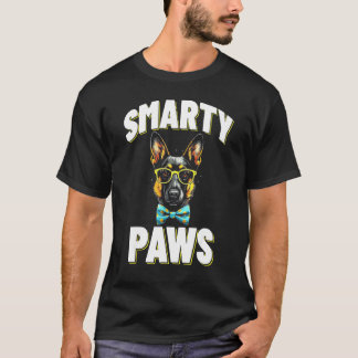 Smarty Paws   German Shepherd Dog Wearing Glasses T-Shirt