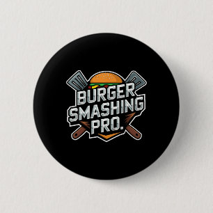 Smash Burger Lover Grilled Cheeseburger Flat Top C 6 Cm Round Badge