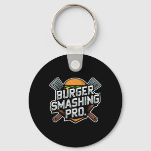 Smash Burger Lover Grilled Cheeseburger Flat Top C Key Ring