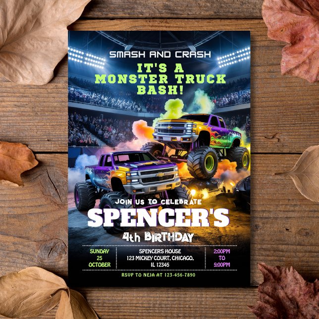 Smash & Crash Monster Truck Birthday Invitation (Smash & Crash Monster Truck Birthday Invitation
)