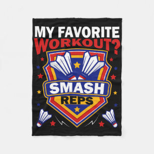 Smash Reps Badminton Game Day Racquets Shuttles Qu Fleece Blanket