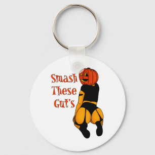 Smash These Gut's Funny Pumpkin Halloween Joke Key Ring