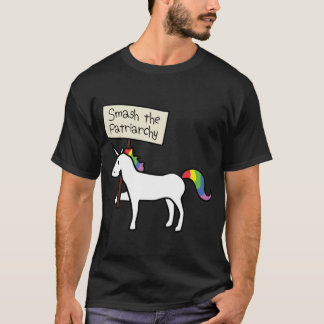 Smashhe Patriarchy White Unicorn Relaed Fit boy gi T-Shirt
