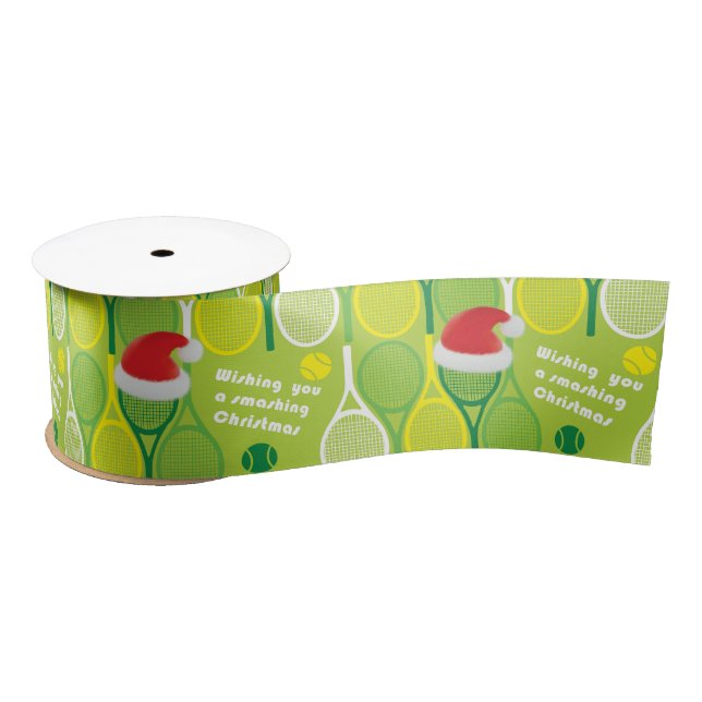 🎄Smashing Christmas🎾tennis pattern Satin Ribbon (Spool)