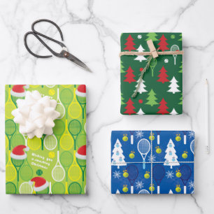 🎄Smashing Christmas🎾tennis pattern Wrapping Paper Sheet