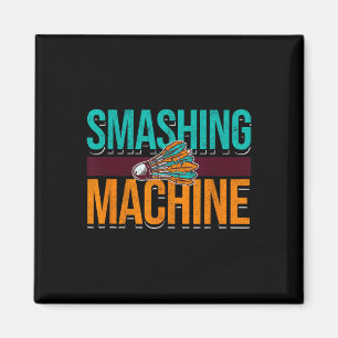 Smashing Machine Shuttle Retro Birdie Badminton Magnet