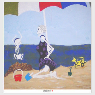 Smashing sand castle with grandma