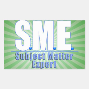 SME  LOGO SUBJECT MATTER EXPERT WHITE/BLUE RECTANGULAR STICKER