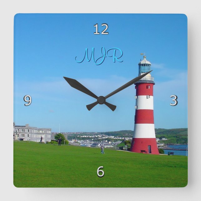 Smeaton's Tower, The Hoe, Plymouth Square Wall Clock (Front)