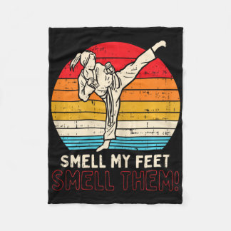 Smell Feet Girl Ponytail Kick Karate Taekwondo Kun Fleece Blanket