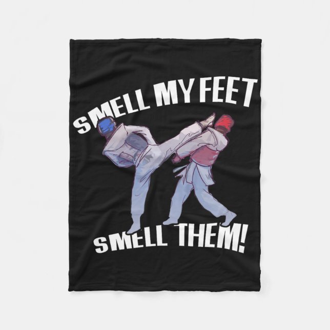 Smell My Feet Funny Karate  Fleece Blanket (Front)