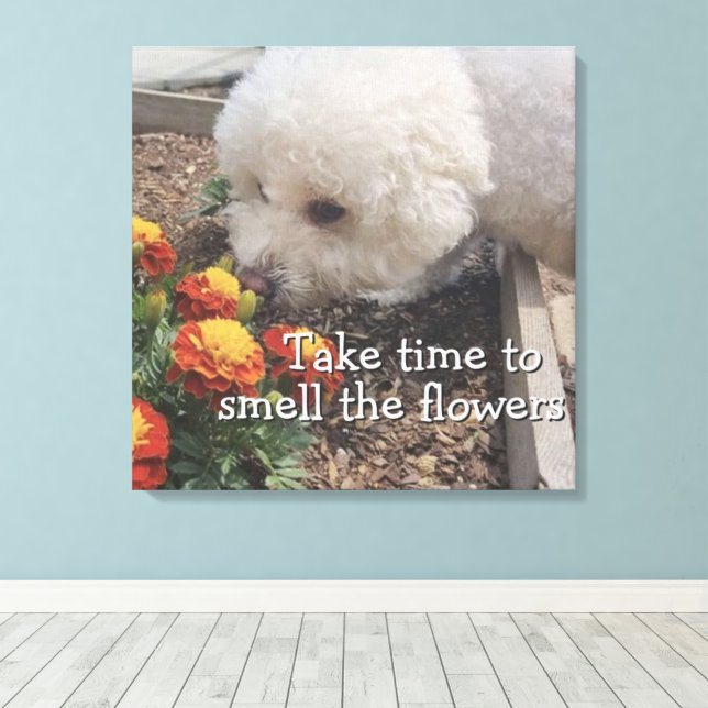 Smell the Flowers  Canvas Print (Insitu(Wood Floor))
