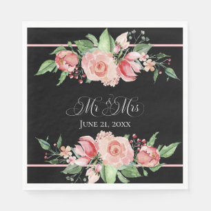 Smell the Roses, Floral Mr & Mrs Wedding Napkin