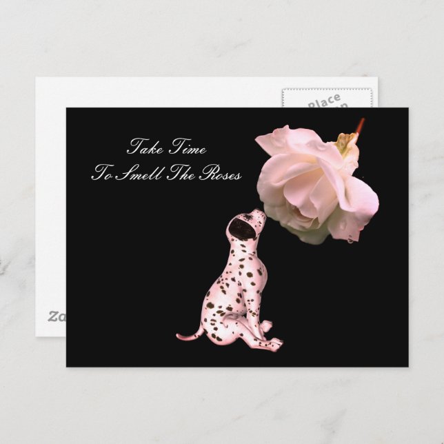 Smell The Roses Puppy Rose Inspirational Postcard (Front/Back)