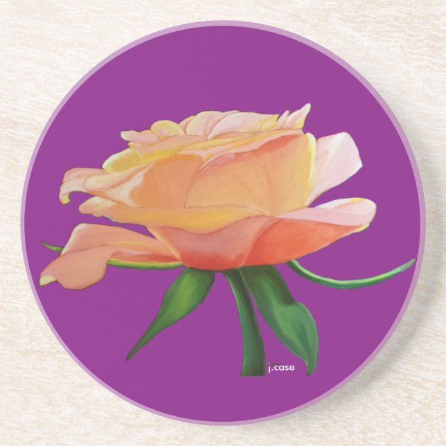 Smell the Roses Sandstone Drink Coaster (Front)
