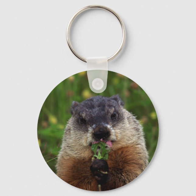 Smelling Spring Groundhog Key Ring (Front)