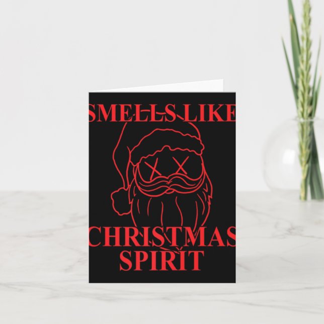 Smells Like Christmas Srit Santa Claus Xmas T Shir Card (Front)