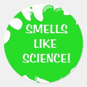 smells like science classic round sticker