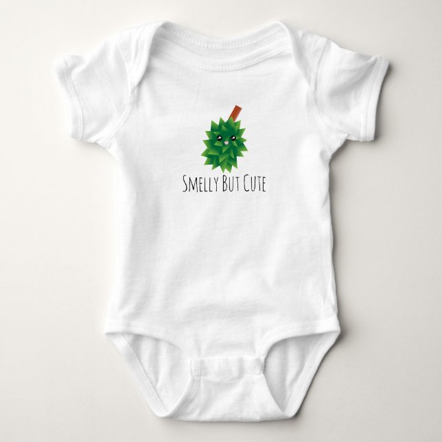 Smelly But Cute Kawaii Durian Manga Cartoon Baby Bodysuit (Front)