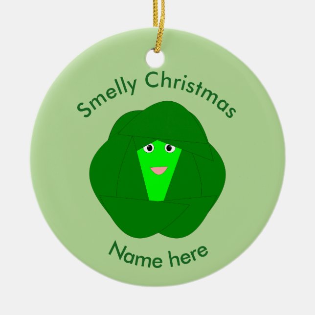Smelly Christmas Brussels Sprout Custom Ornament (Front)