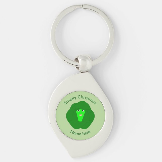 Smelly Christmas Brussels Sprout Keychain (Front)