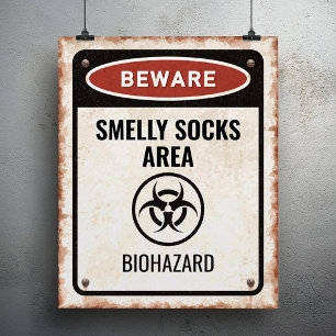 Smelly socks area sign with biohazard icon