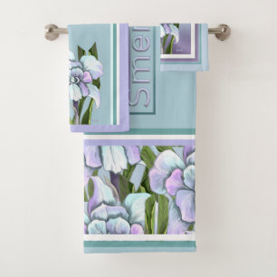 Smeraldo flower bath towel set